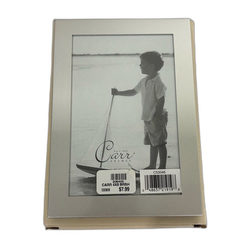 Carr of Burnes of Boston 4x6 Silver Picture Frame Brushed Metal NIB Elegant